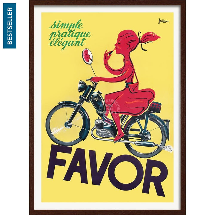 Favor Moped | France A3 297 X 420Mm 11.7 16.5 Inches / Framed Print - Dark Oak Timber Art