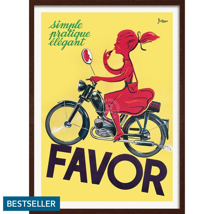 Favor Moped | France A3 297 X 420Mm 11.7 16.5 Inches / Framed Print - Dark Oak Timber Art