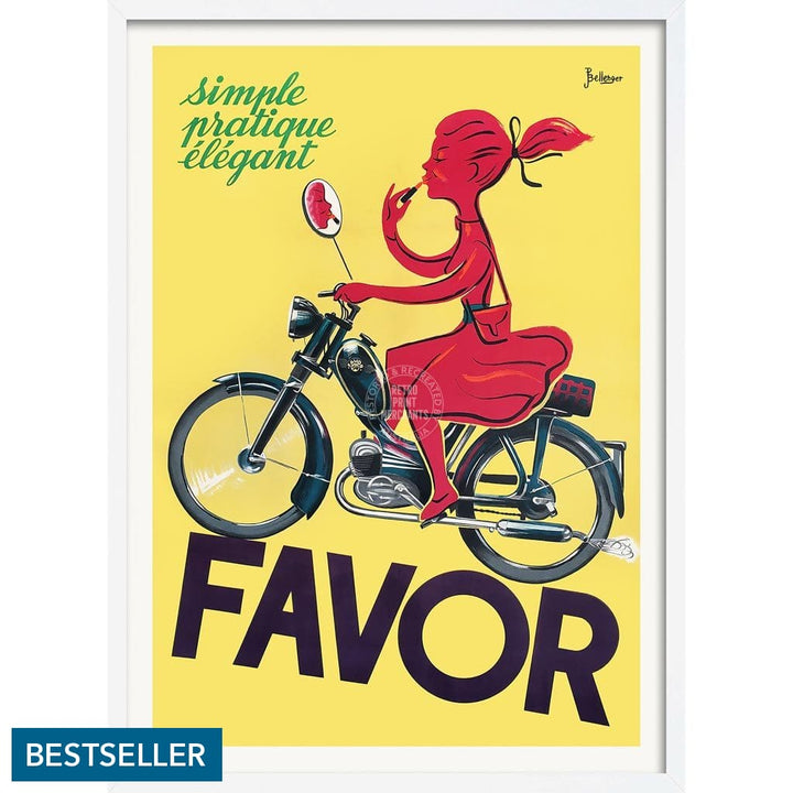 Favor Moped | France A3 297 X 420Mm 11.7 16.5 Inches / Framed Print - White Timber Art