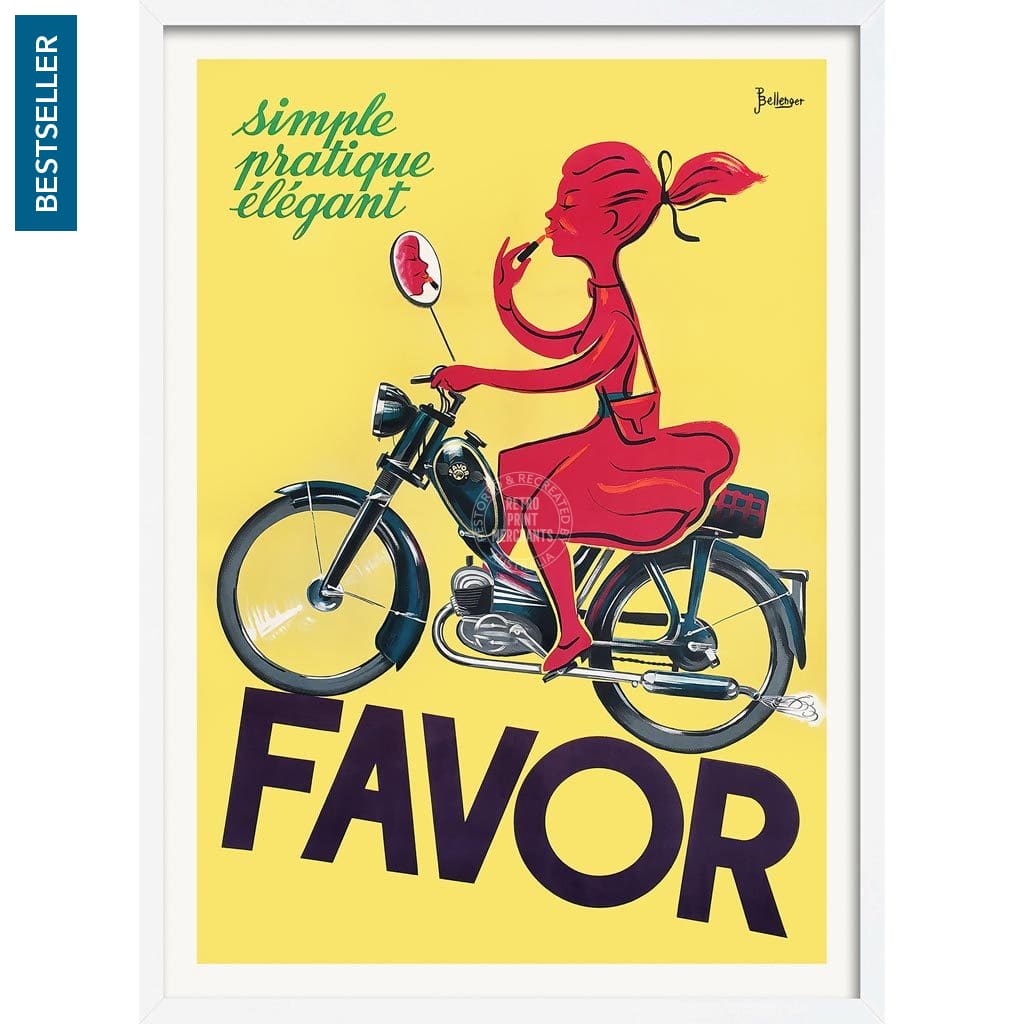 Favor Moped | France A3 297 X 420Mm 11.7 16.5 Inches / Framed Print - White Timber Art
