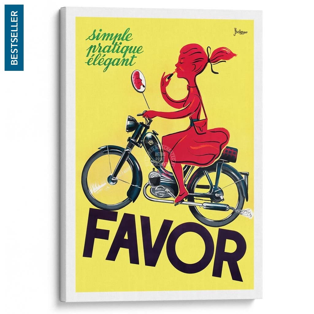 Favor Moped | France A3 297 X 420Mm 11.7 16.5 Inches / Stretched Canvas Print Art