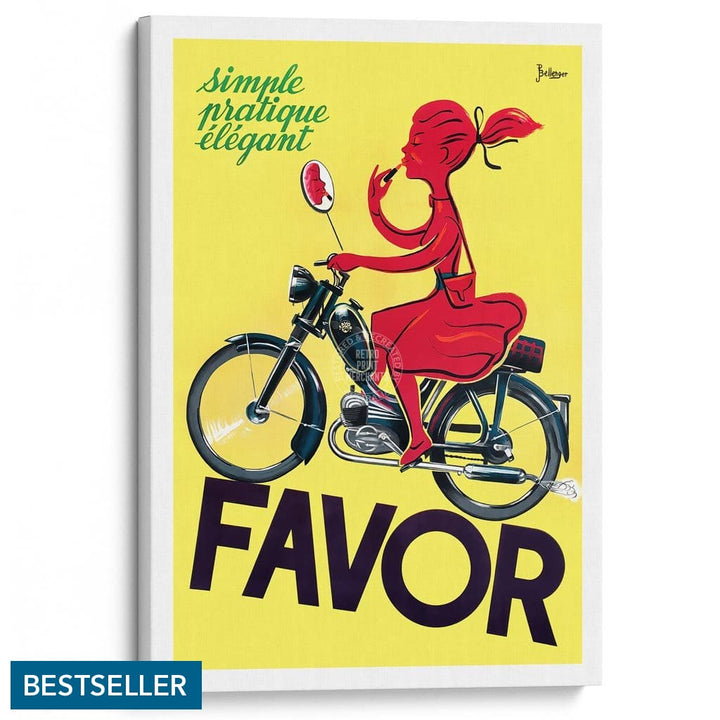 Favor Moped | France A3 297 X 420Mm 11.7 16.5 Inches / Stretched Canvas Print Art