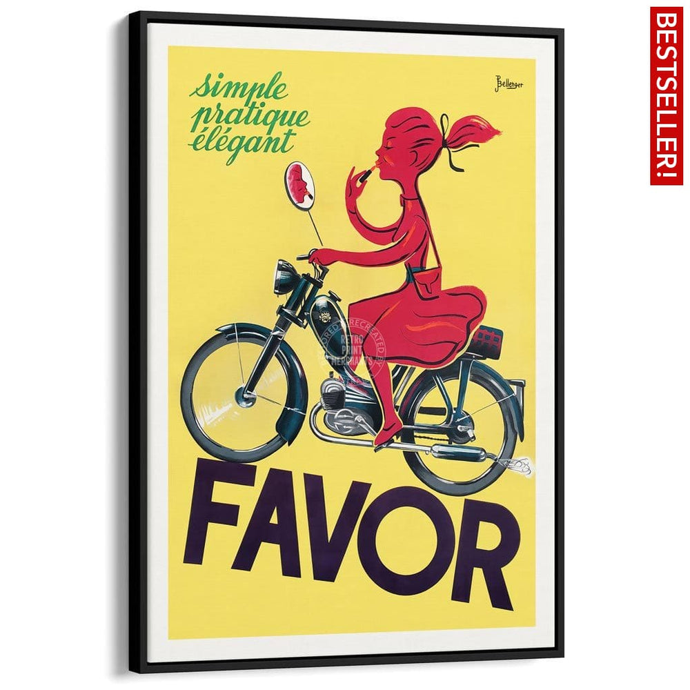 Favor Moped | France A3 297 X 420Mm 11.7 16.5 Inches / Canvas Floating Frame - Black Timber Print