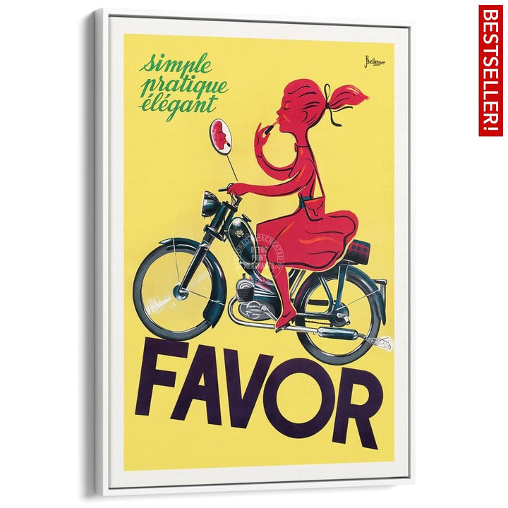 Favor Moped | France A3 297 X 420Mm 11.7 16.5 Inches / Canvas Floating Frame - White Timber Print
