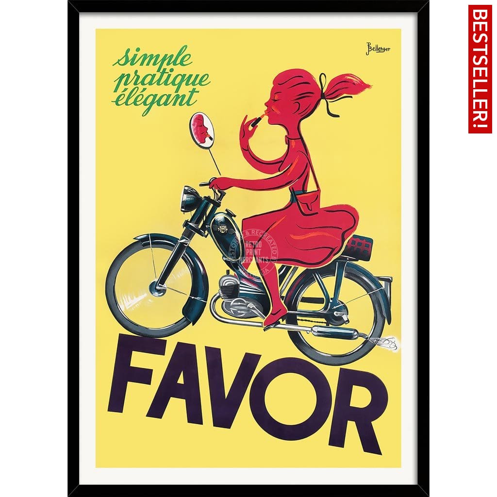 Favor Moped | France A3 297 X 420Mm 11.7 16.5 Inches / Framed Print - Black Timber Art