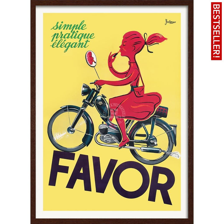 Favor Moped | France A3 297 X 420Mm 11.7 16.5 Inches / Framed Print - Dark Oak Timber Art