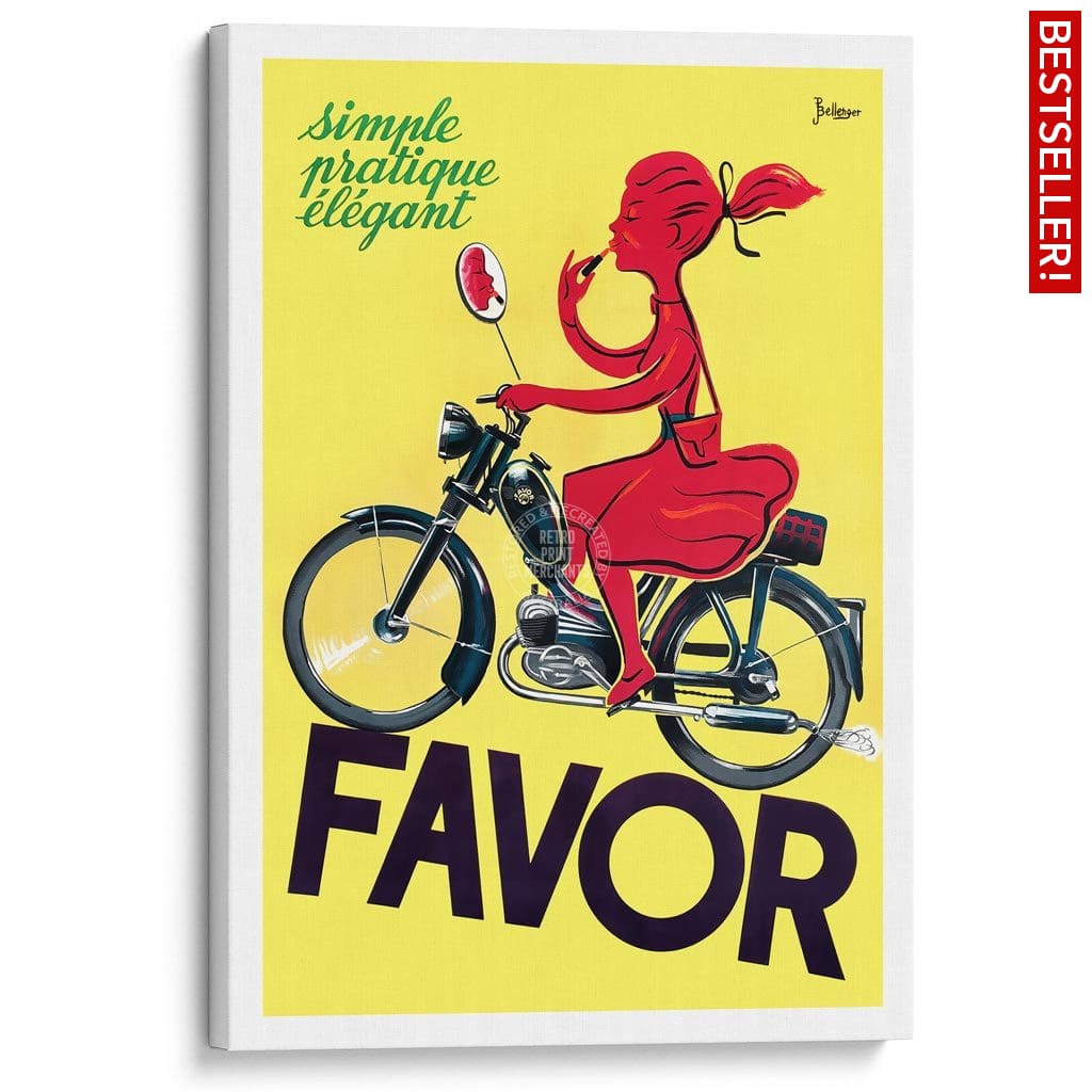 Favor Moped | France A3 297 X 420Mm 11.7 16.5 Inches / Stretched Canvas Print Art