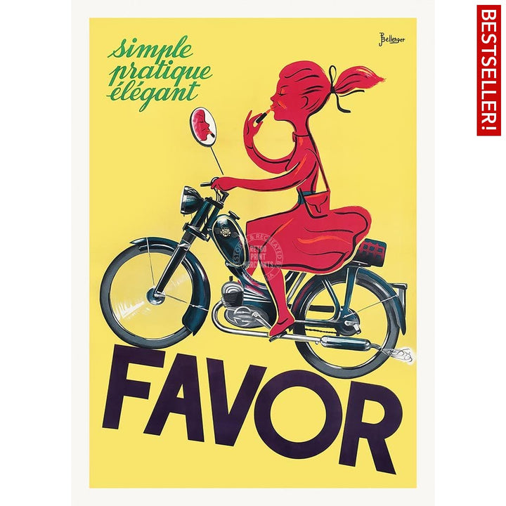 Favor Moped | France A3 297 X 420Mm 11.7 16.5 Inches / Unframed Print Art