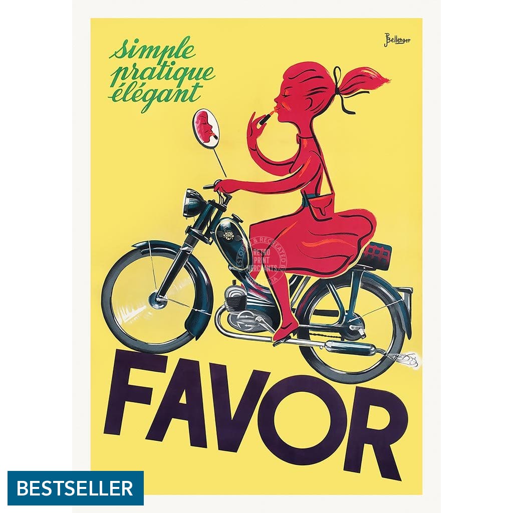 Favor Moped | France A3 297 X 420Mm 11.7 16.5 Inches / Unframed Print Art