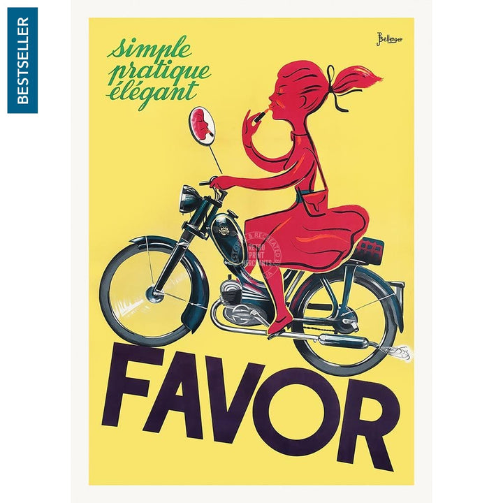 Favor Moped | France A3 297 X 420Mm 11.7 16.5 Inches / Unframed Print Art