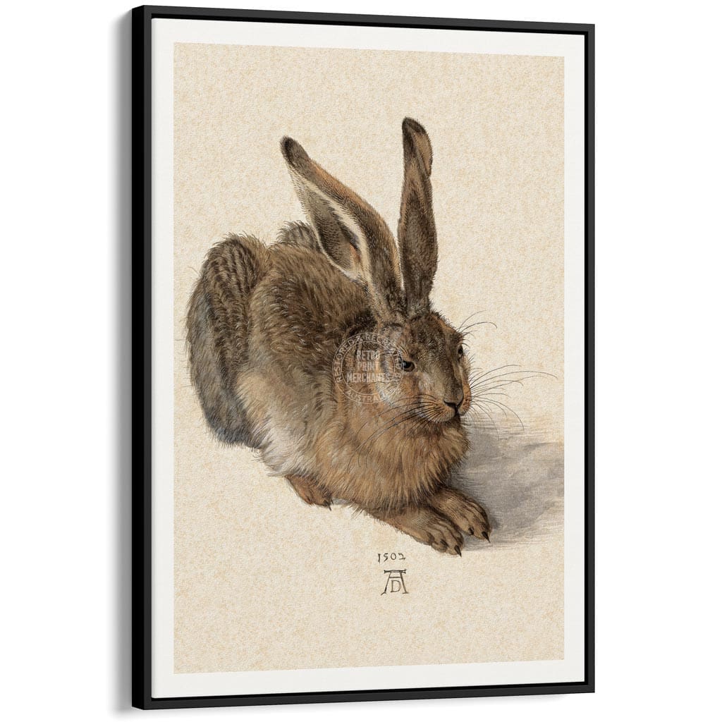 FIELD HARE | GERMANY A3 | 297 x 420mm | 11.7 x 16.5 inches / Canvas Floating Frame: Black Timber Print Art