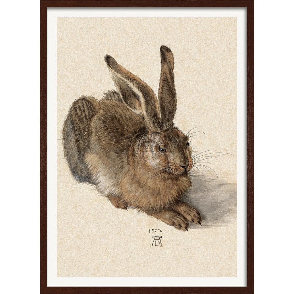 FIELD HARE | GERMANY A3 | 297 x 420mm | 11.7 x 16.5 inches / Framed Print: Chocolate Oak Timber Print Art