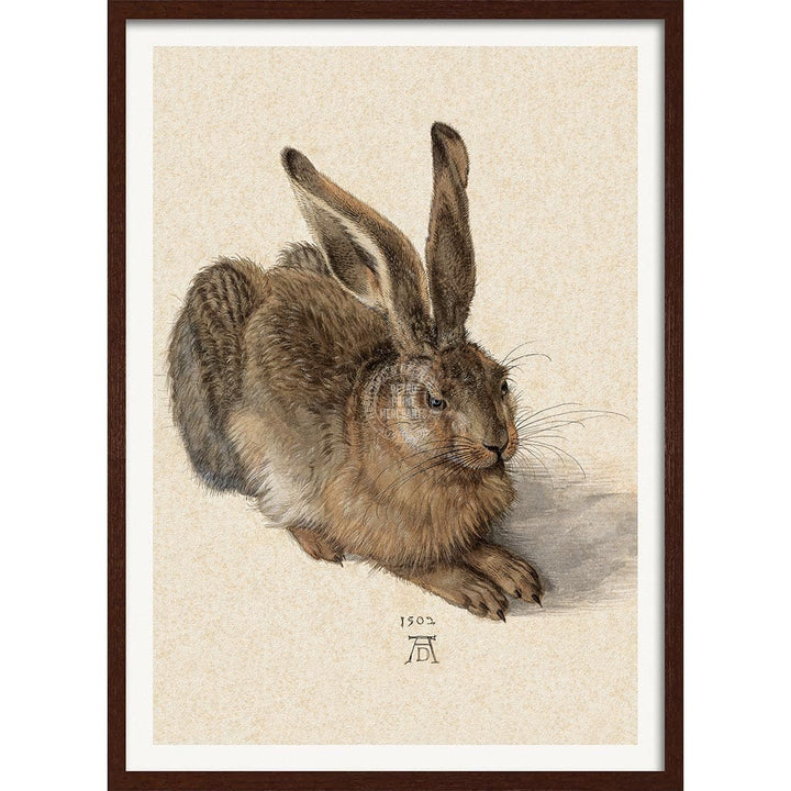 FIELD HARE | GERMANY A3 | 297 x 420mm | 11.7 x 16.5 inches / Framed Print: Chocolate Oak Timber Print Art