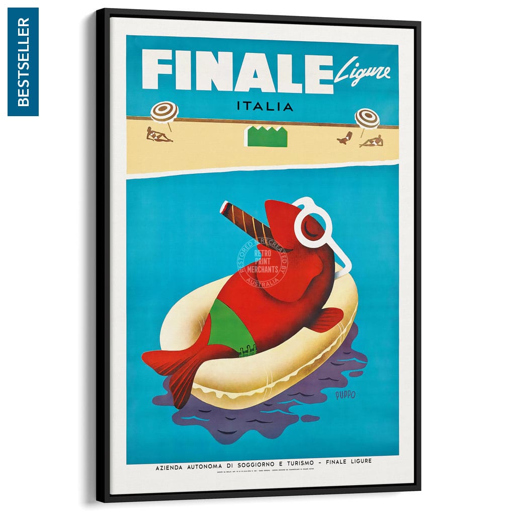 Finale Ligure | Italy A3 297 X 420Mm 11.7 16.5 Inches / Canvas Floating Frame - Black Timber Print