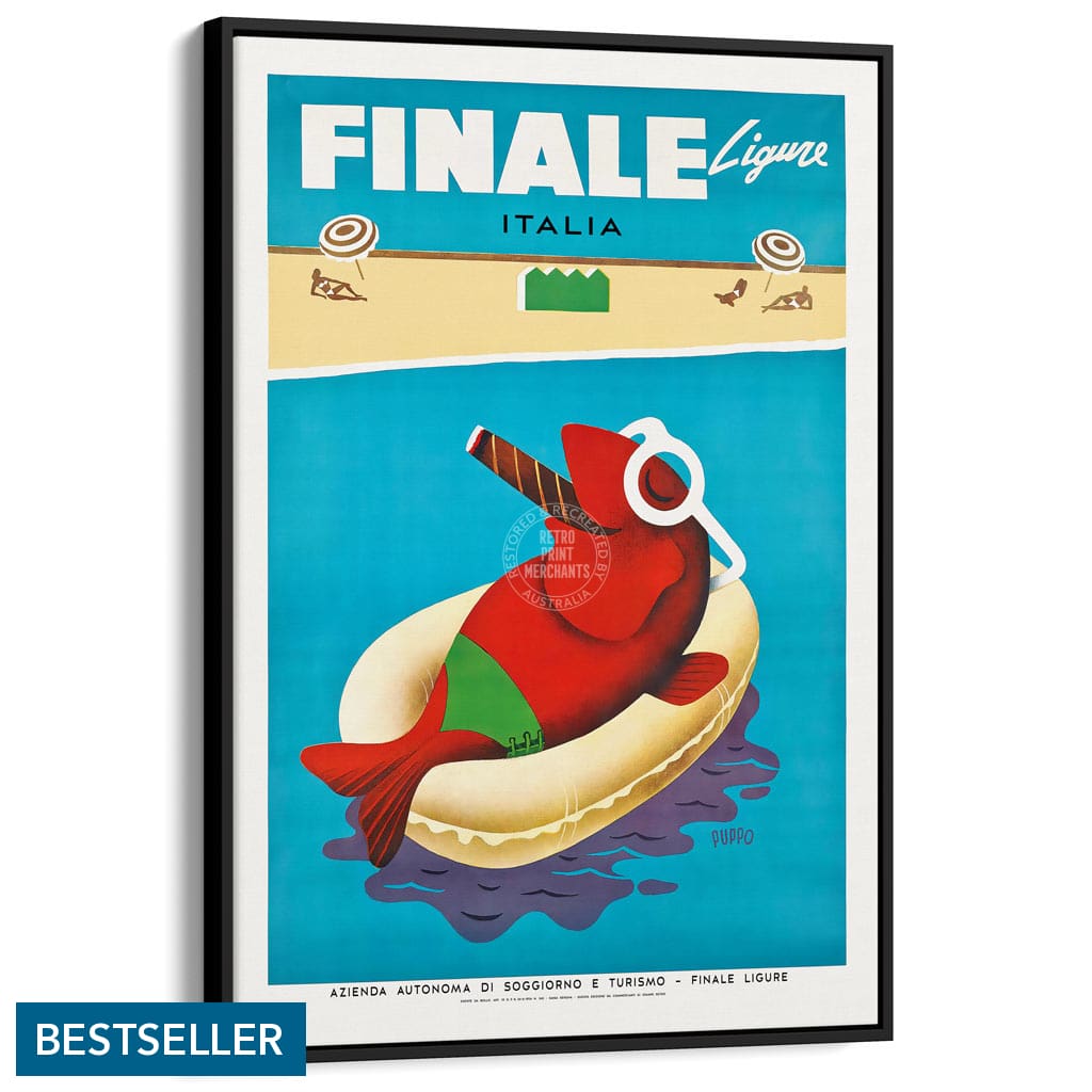 Finale Ligure | Italy A3 297 X 420Mm 11.7 16.5 Inches / Canvas Floating Frame - Black Timber Print