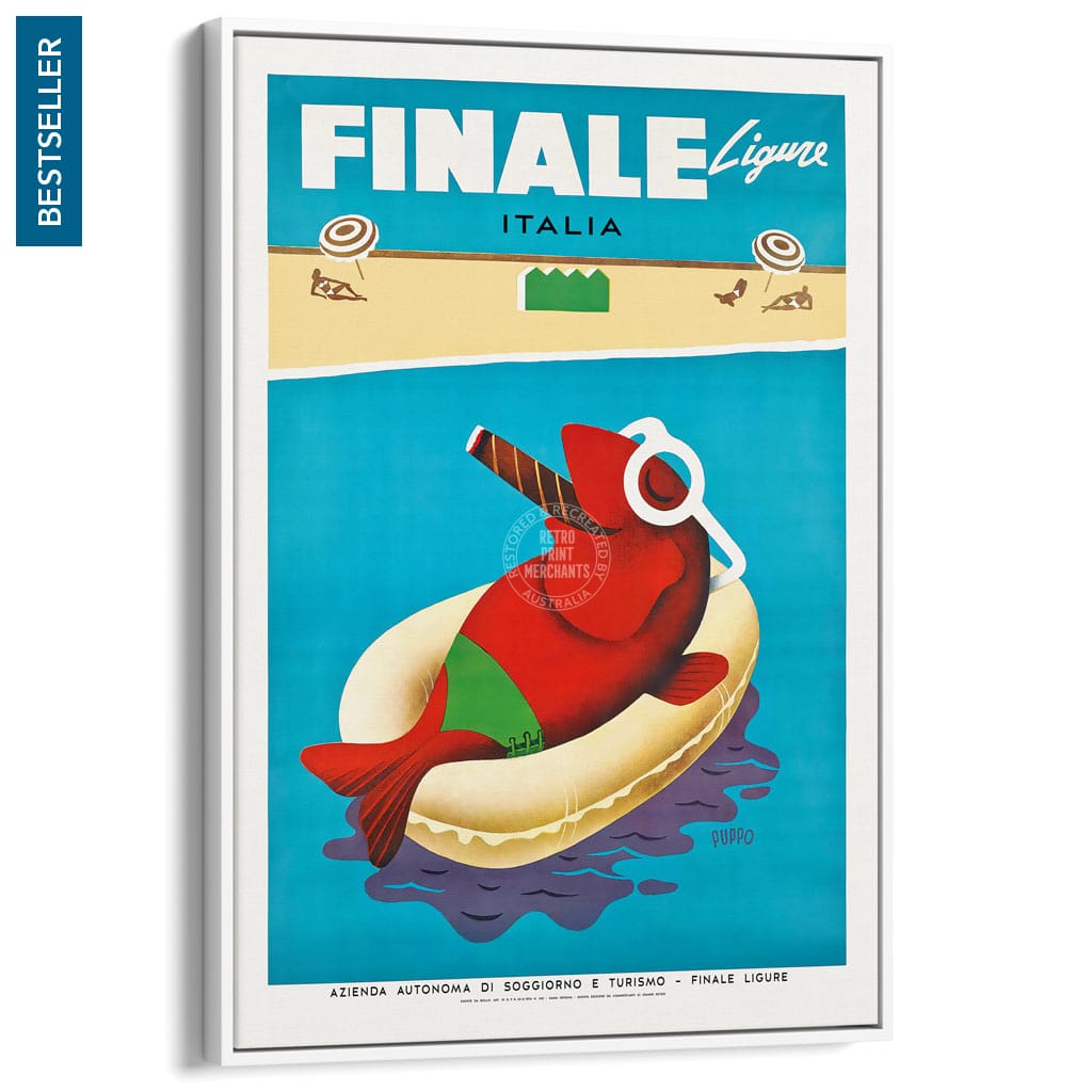 Finale Ligure | Italy A3 297 X 420Mm 11.7 16.5 Inches / Canvas Floating Frame - White Timber Print