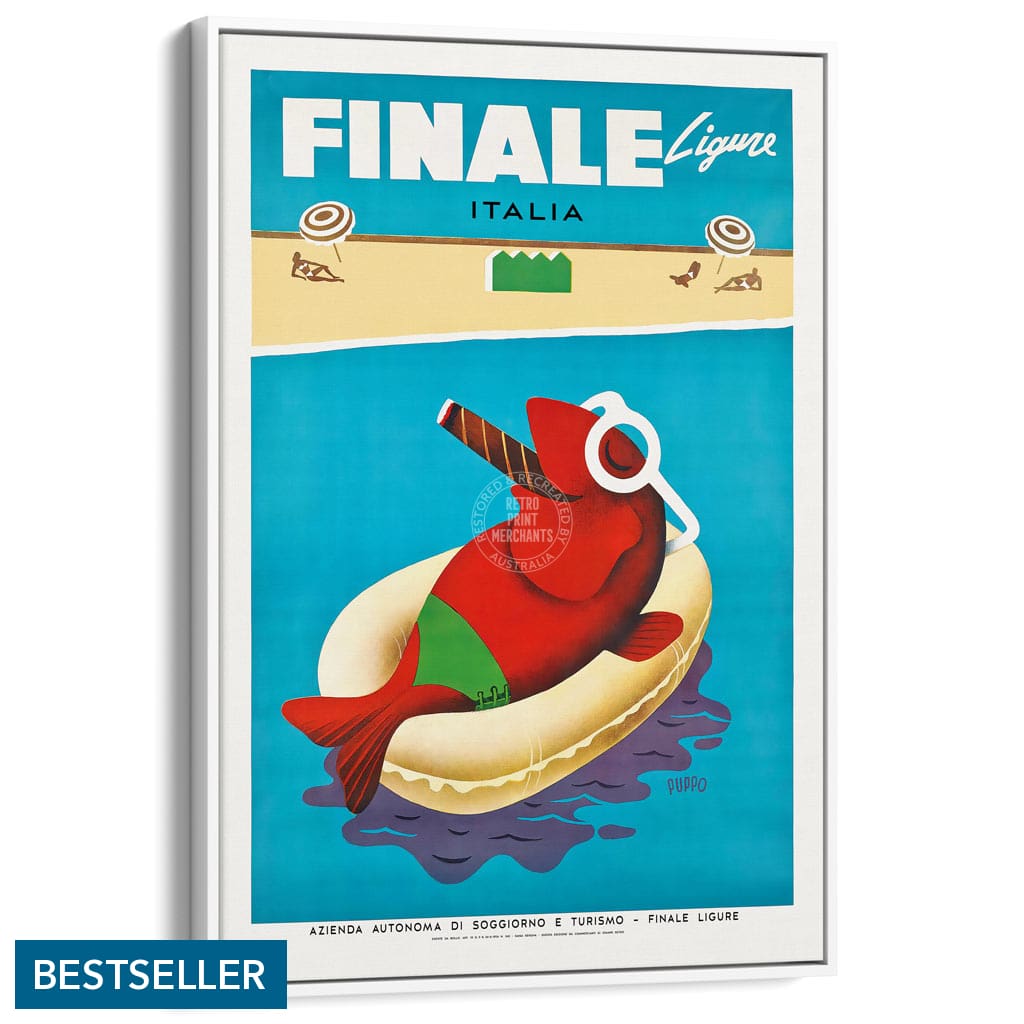 Finale Ligure | Italy A3 297 X 420Mm 11.7 16.5 Inches / Canvas Floating Frame - White Timber Print