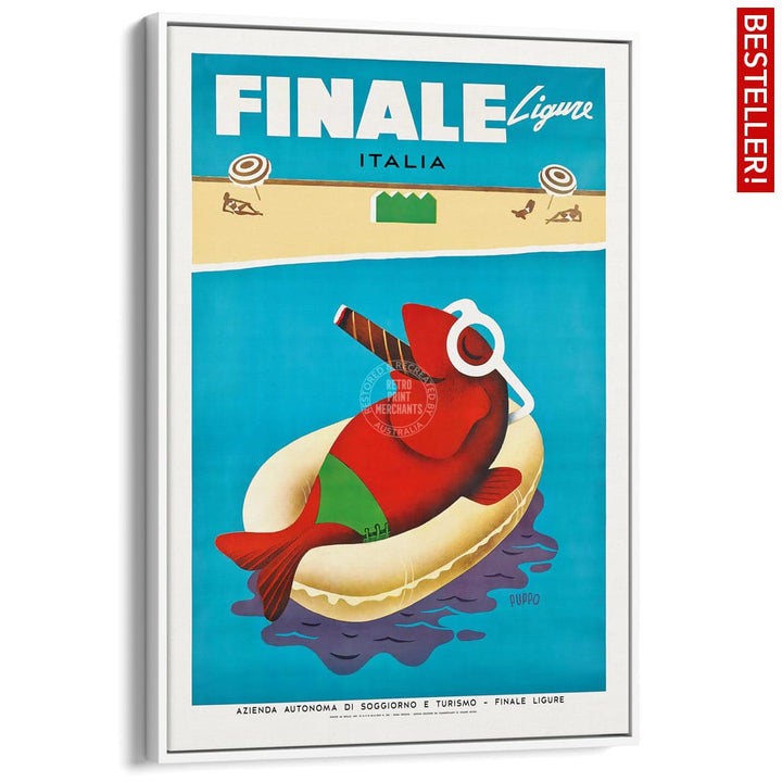Finale Ligure | Italy A3 297 X 420Mm 11.7 16.5 Inches / Canvas Floating Frame - White Timber Print