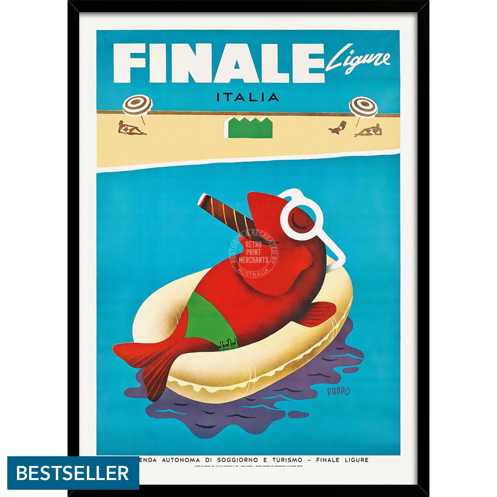 Finale Ligure | Italy A3 297 X 420Mm 11.7 16.5 Inches / Framed Print - Black Timber Art