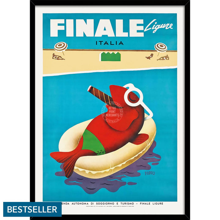 Finale Ligure | Italy A3 297 X 420Mm 11.7 16.5 Inches / Framed Print - Black Timber Art