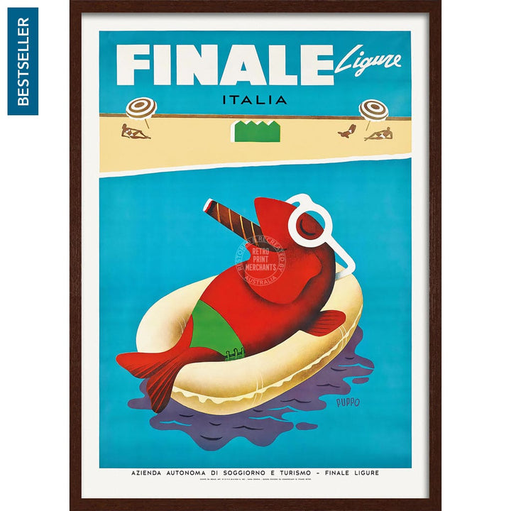 Finale Ligure | Italy A3 297 X 420Mm 11.7 16.5 Inches / Framed Print - Dark Oak Timber Art