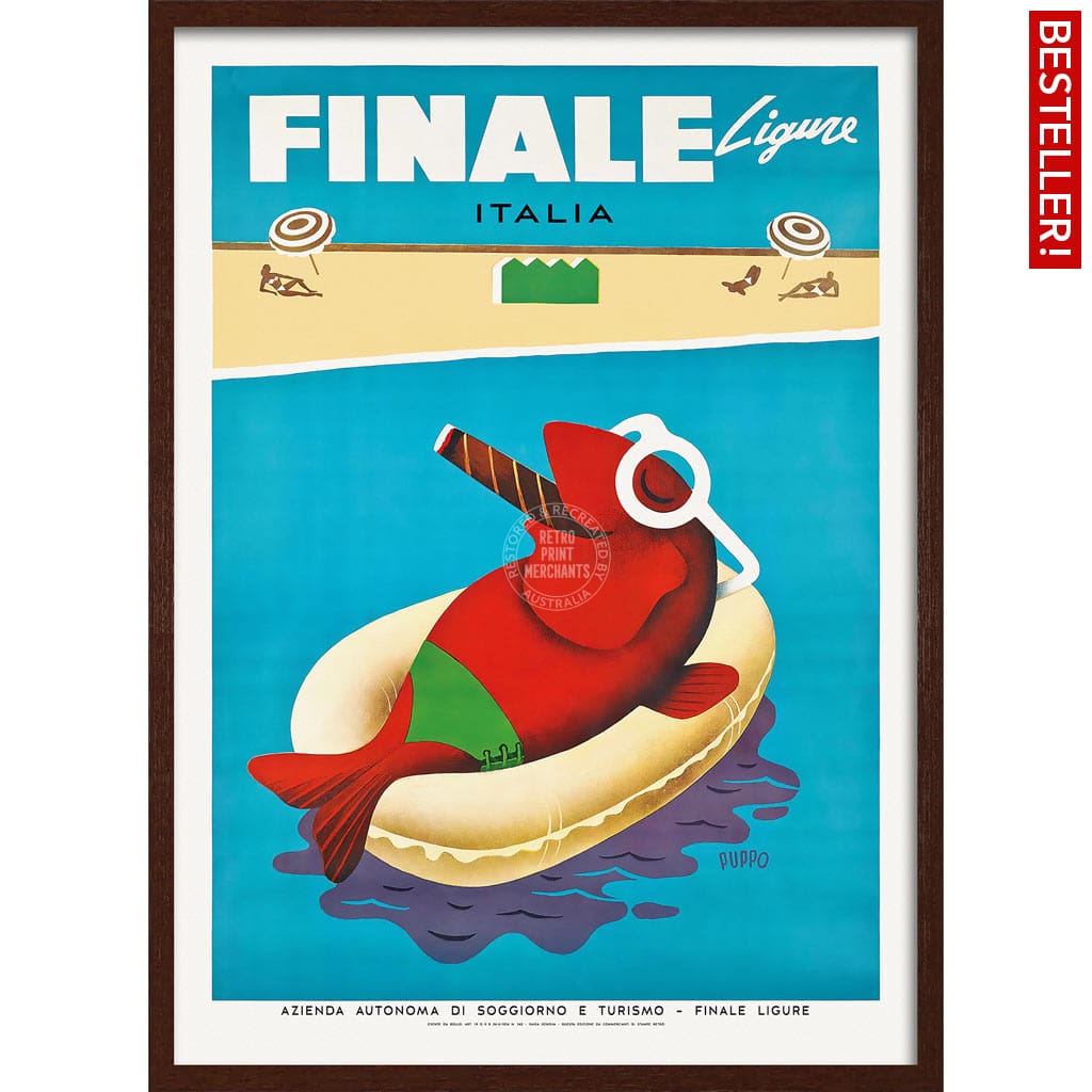 Finale Ligure | Italy A3 297 X 420Mm 11.7 16.5 Inches / Framed Print - Dark Oak Timber Art