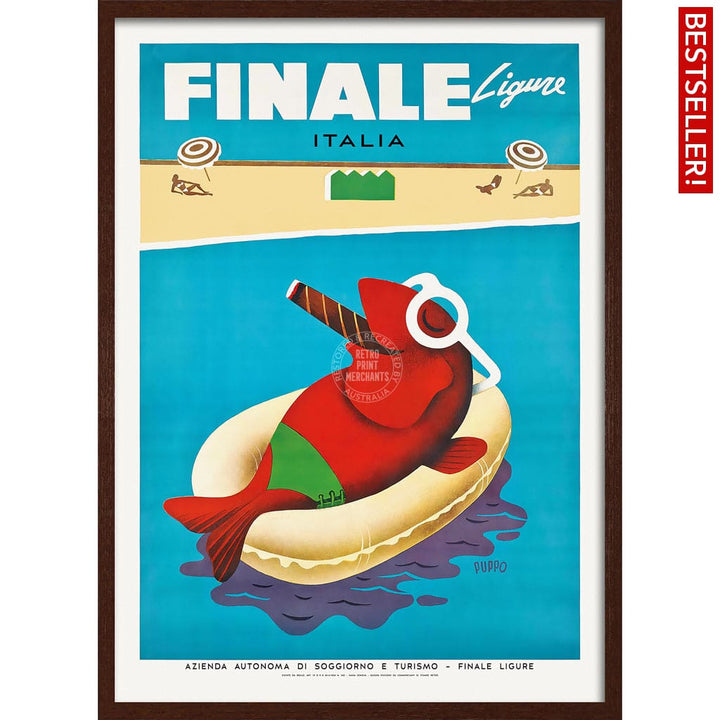 Finale Ligure | Italy A3 297 X 420Mm 11.7 16.5 Inches / Framed Print - Dark Oak Timber Art