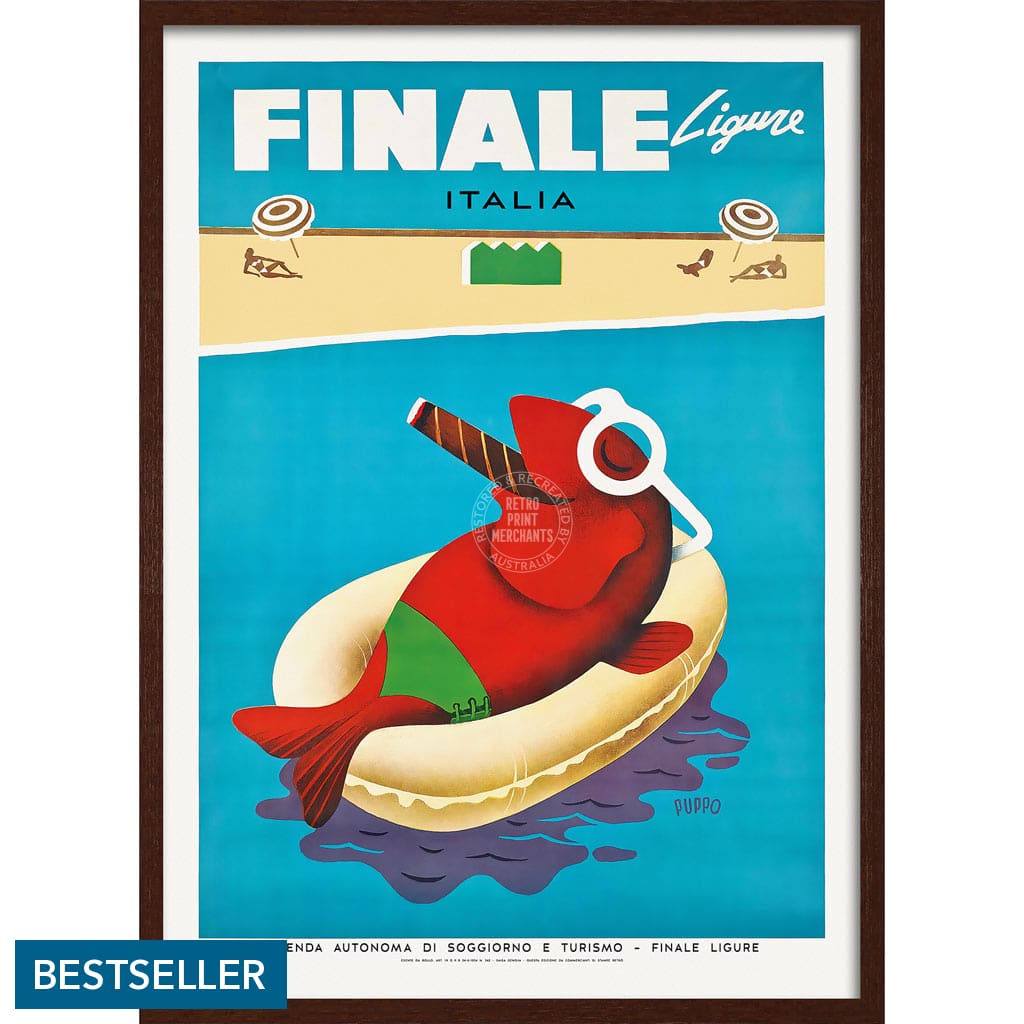 Finale Ligure | Italy A3 297 X 420Mm 11.7 16.5 Inches / Framed Print - Dark Oak Timber Art