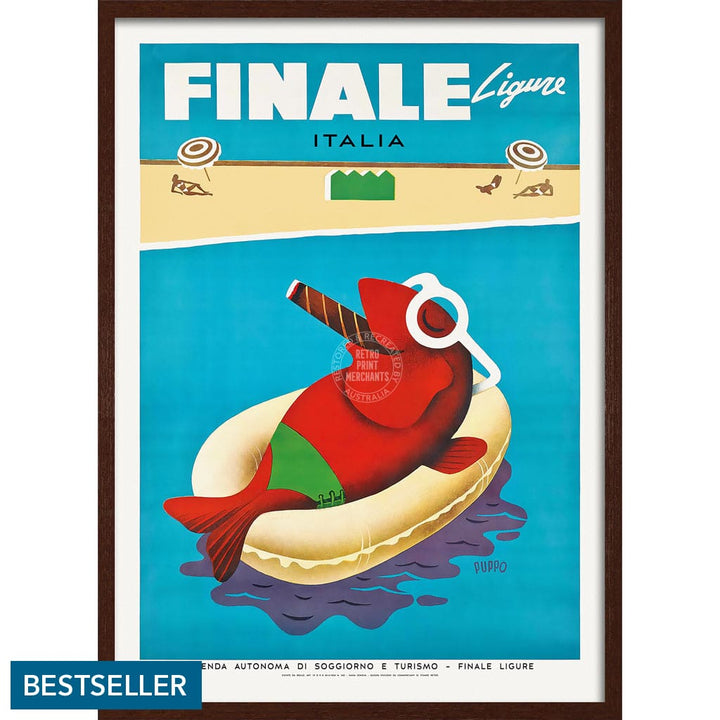 Finale Ligure | Italy A3 297 X 420Mm 11.7 16.5 Inches / Framed Print - Dark Oak Timber Art