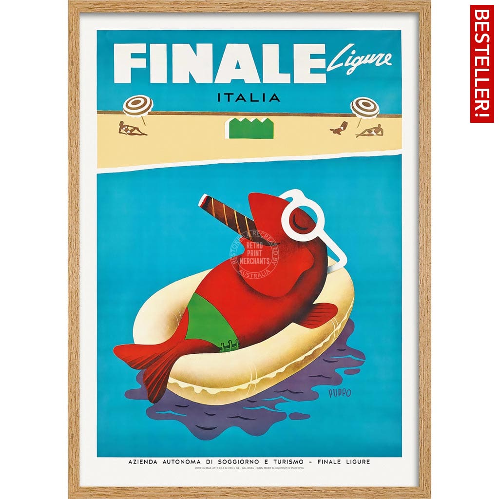 Finale Ligure | Italy A3 297 X 420Mm 11.7 16.5 Inches / Framed Print - Natural Oak Timber Art