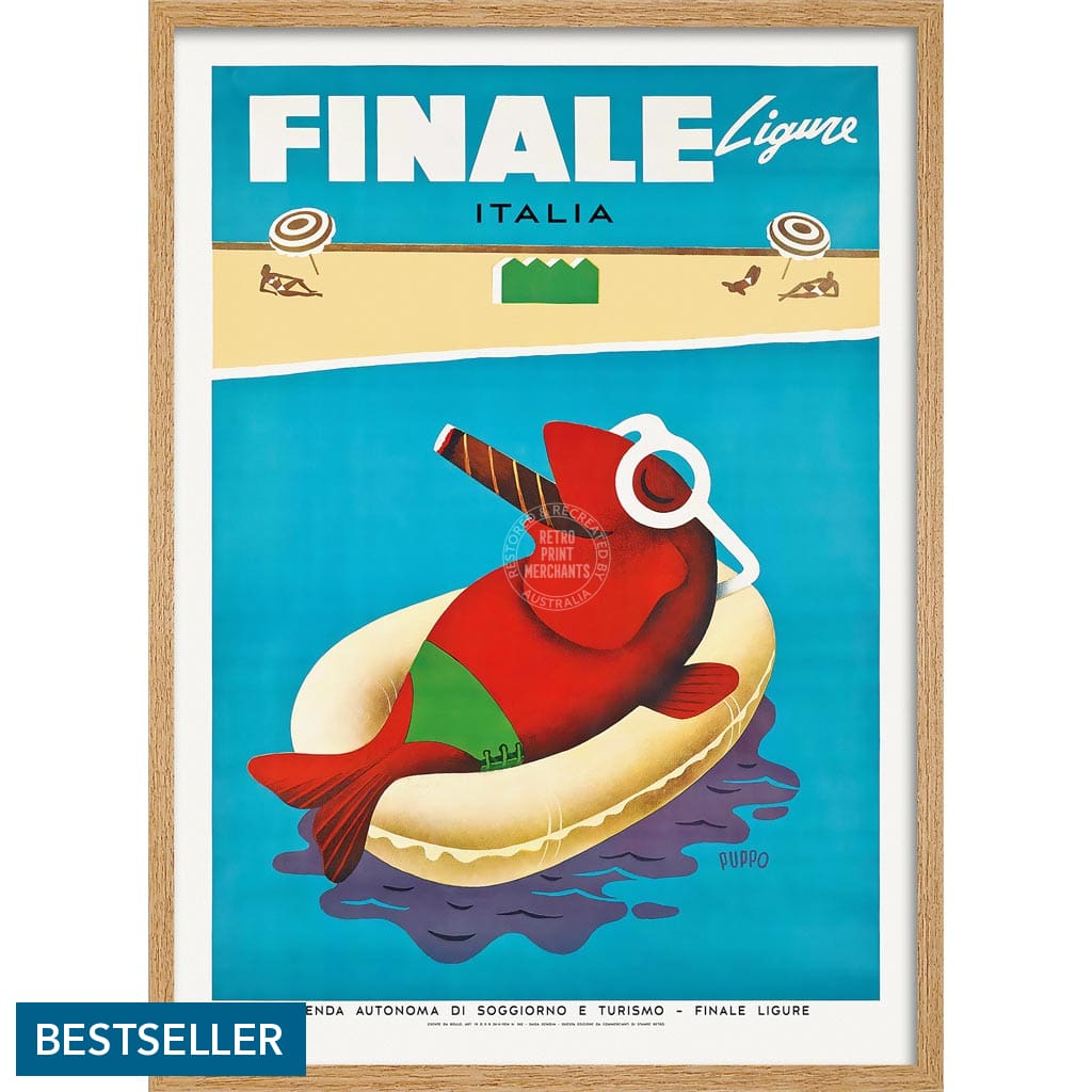 Finale Ligure | Italy A3 297 X 420Mm 11.7 16.5 Inches / Framed Print - Natural Oak Timber Art