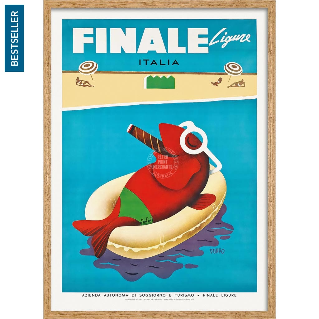 Finale Ligure | Italy A3 297 X 420Mm 11.7 16.5 Inches / Framed Print - Natural Oak Timber Art