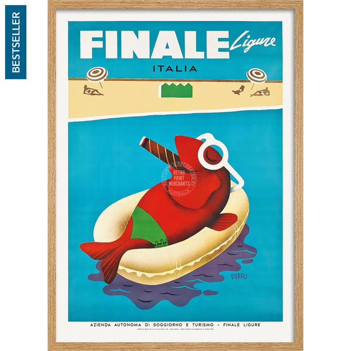 Finale Ligure | Italy A3 297 X 420Mm 11.7 16.5 Inches / Framed Print - Natural Oak Timber Art