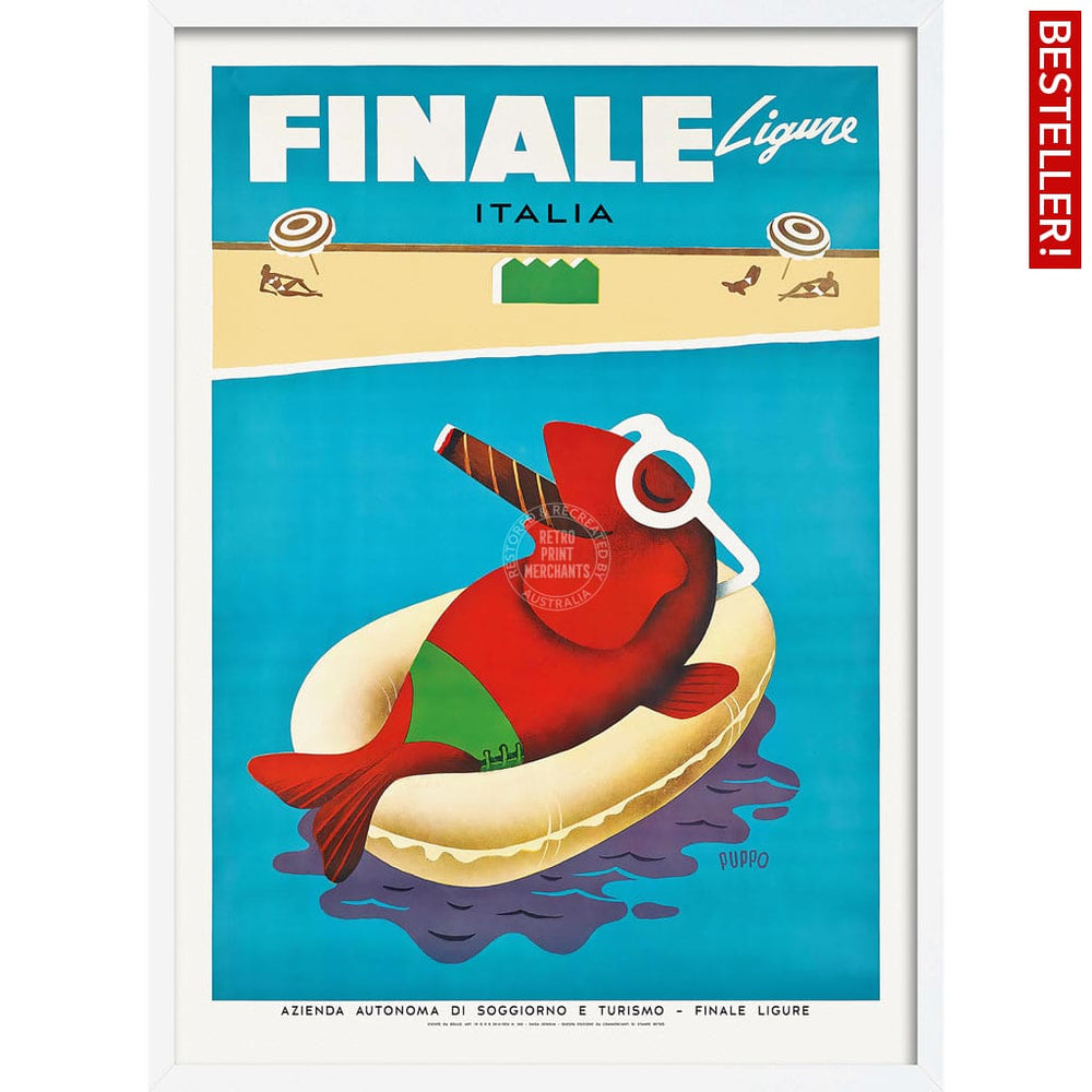 Finale Ligure | Italy A3 297 X 420Mm 11.7 16.5 Inches / Framed Print - White Timber Art