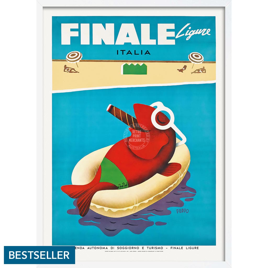 Finale Ligure | Italy A3 297 X 420Mm 11.7 16.5 Inches / Framed Print - White Timber Art