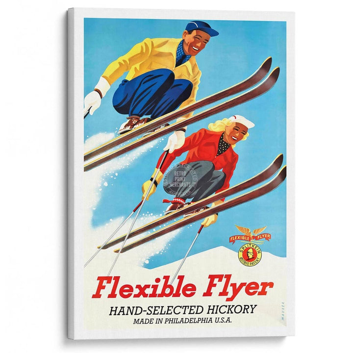 FLEXIBLE FLYER SKIS | UNITED STATES A3 | 297 x 420mm | 11.7 x 16.5 inches / Stretched Canvas Print Art