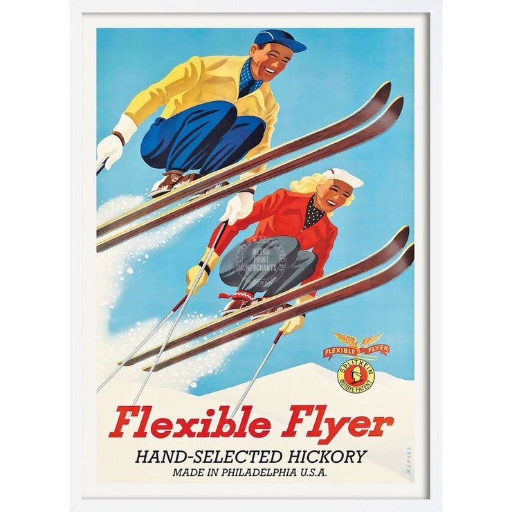 Flexible Flyer Skis | United States 422Mm X 295Mm 16.6 11.6 A3 / White Print Art
