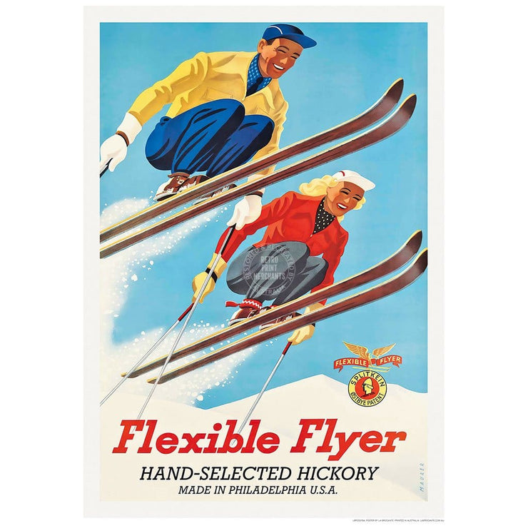 Flexible Flyer Skis | United States 422Mm X 295Mm 16.6 11.6 A3 / Unframed Print Art