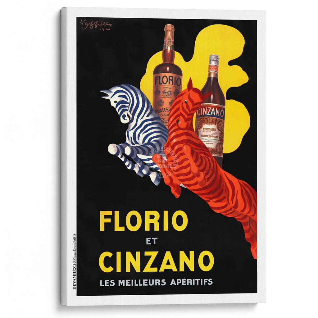 FLORIO CINZANO 1930 | FRANCE A3 | 297 x 420mm | 11.7 x 16.5 inches / Stretched Canvas Print Art