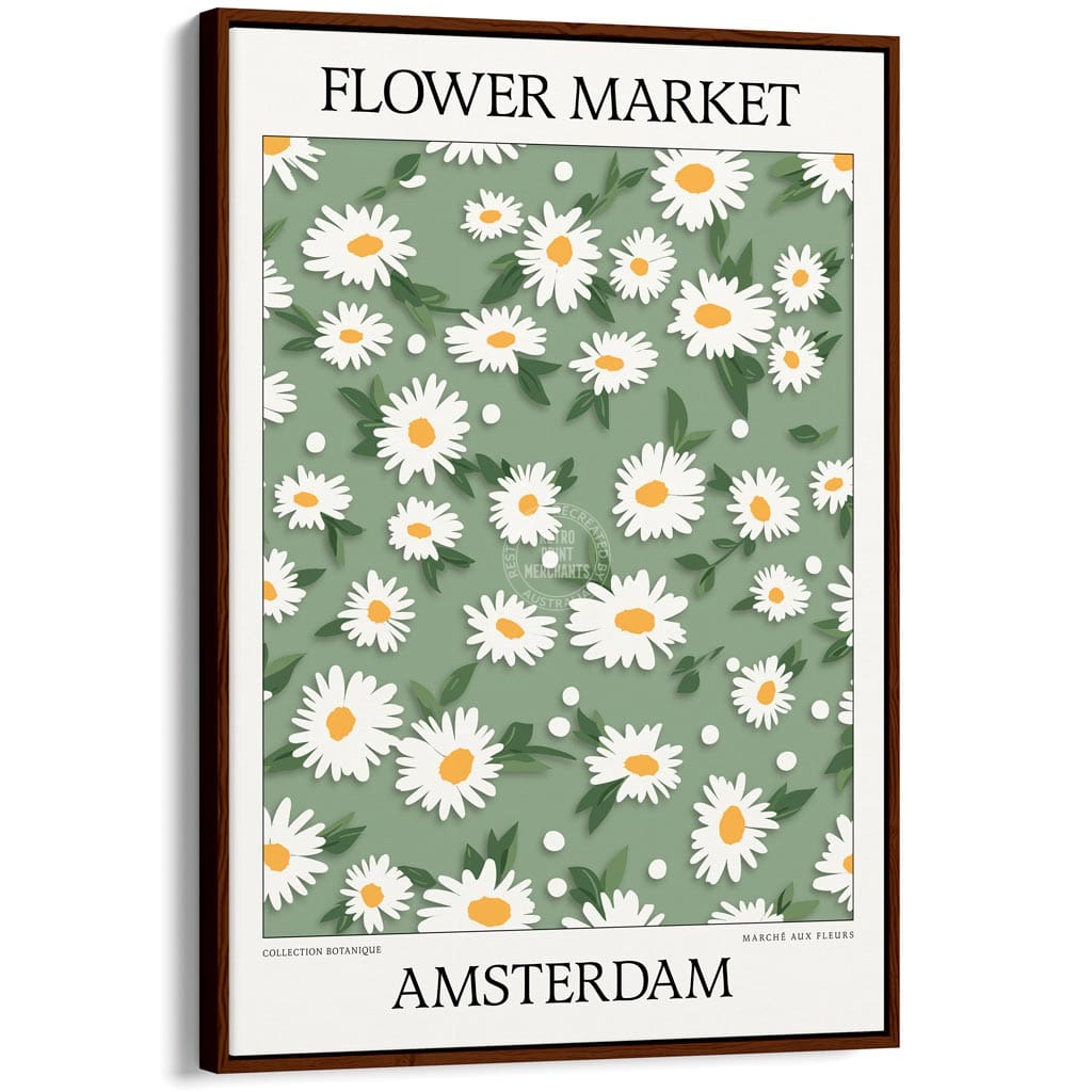 Flower Market | Amsterdam Or Personalise It! A4 210 X 297Mm 8.3 11.7 Inches / Canvas Floating Frame: