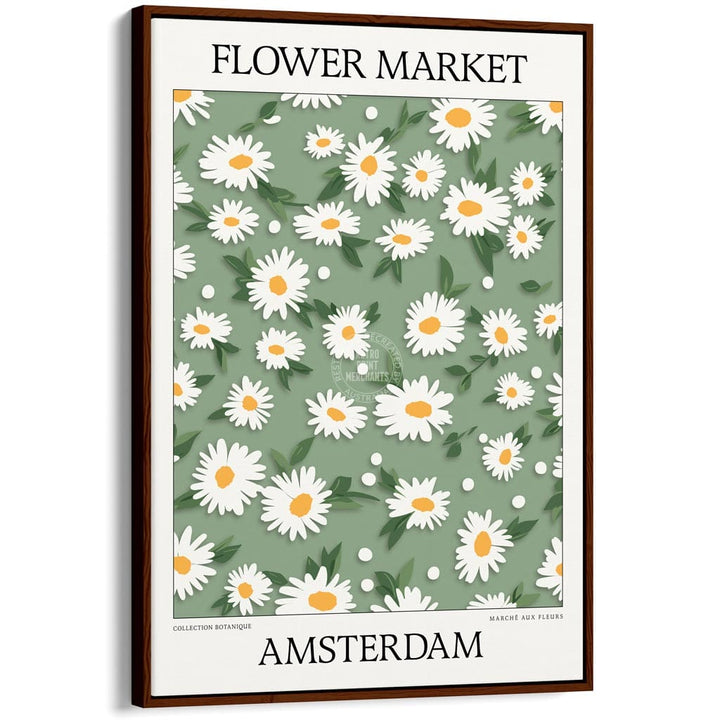 Flower Market | Amsterdam Or Personalise It! A4 210 X 297Mm 8.3 11.7 Inches / Canvas Floating Frame: