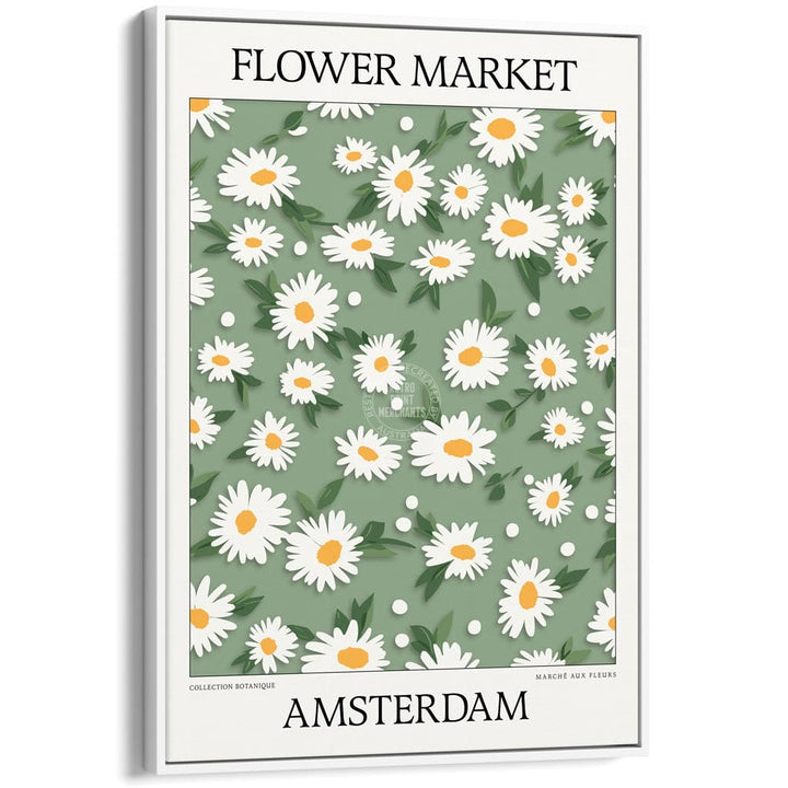 Flower Market | Amsterdam Or Personalise It! A4 210 X 297Mm 8.3 11.7 Inches / Canvas Floating Frame: