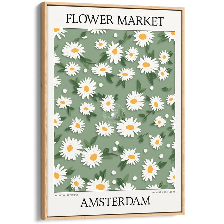 Flower Market | Amsterdam Or Personalise It! A4 210 X 297Mm 8.3 11.7 Inches / Canvas Floating Frame: