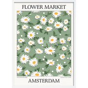 Flower Market | Amsterdam Or Personalise It! A4 210 X 297Mm 8.3 11.7 Inches / Framed Print: White