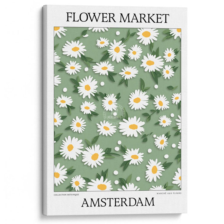 Flower Market | Amsterdam Or Personalise It! A4 210 X 297Mm 8.3 11.7 Inches / Stretched Canvas Print