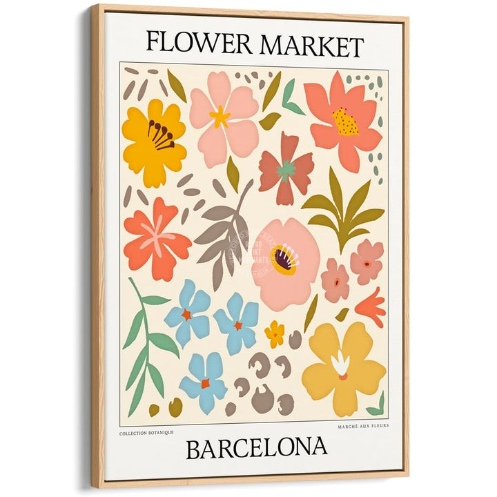 Flower Market | Barcelona Or Personalise It! A4 210 X 297Mm 8.3 11.7 Inches / Canvas Floating Frame: