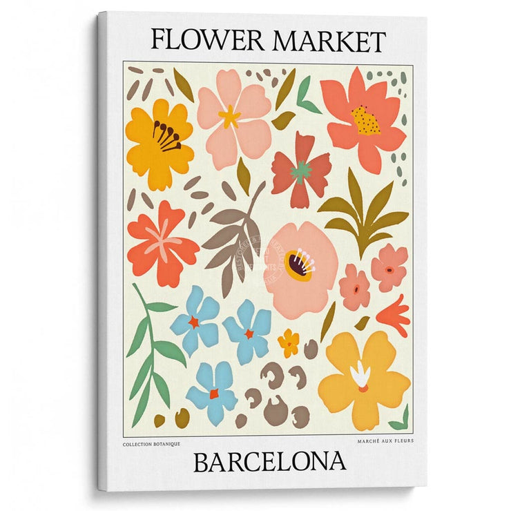 Flower Market | Barcelona Or Personalise It! A4 210 X 297Mm 8.3 11.7 Inches / Stretched Canvas Print