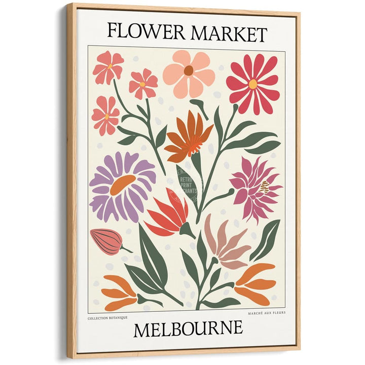 Flower Market | Melbourne Or Personalise It! A4 210 X 297Mm 8.3 11.7 Inches / Canvas Floating Frame: