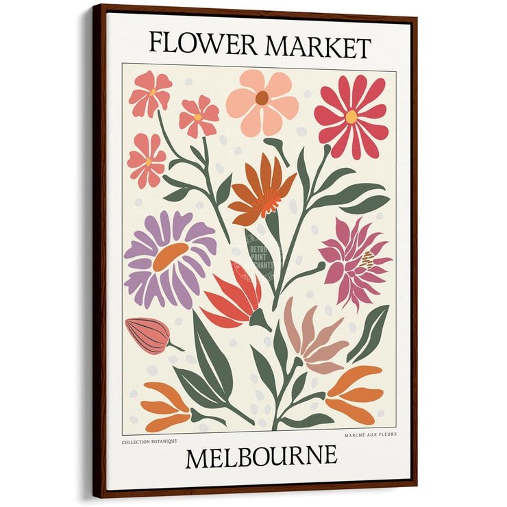 Flower Market | Melbourne Or Personalise It! A4 210 X 297Mm 8.3 11.7 Inches / Canvas Floating Frame:
