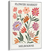 Flower Market | Melbourne Or Personalise It! A4 210 X 297Mm 8.3 11.7 Inches / Canvas Floating Frame:
